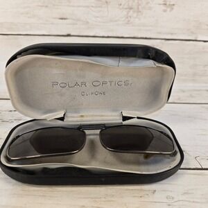 Polar Optics Clip On Sunglasses‎ Polarized Dark Tint Rectangular with Case